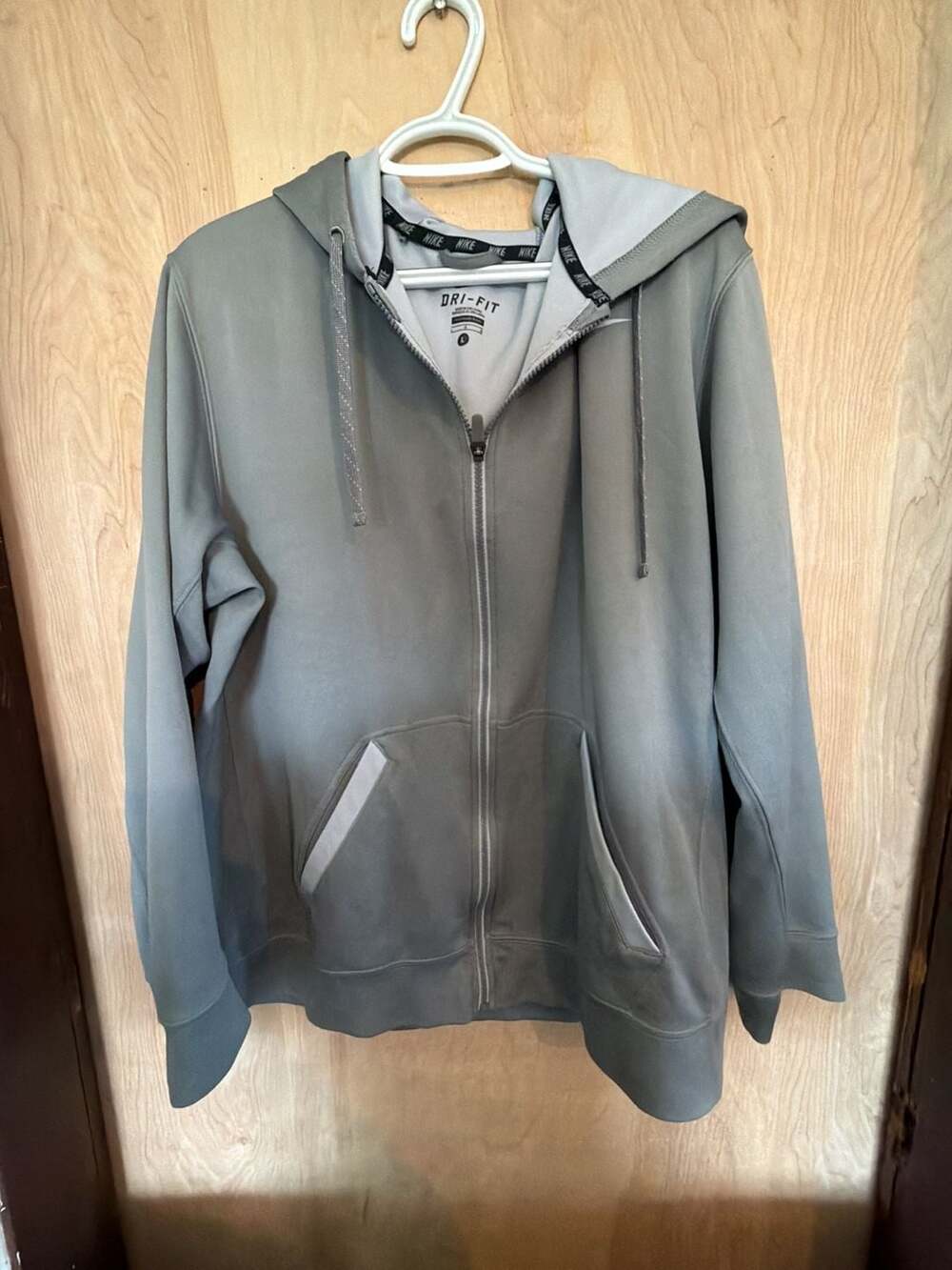 Nike Dri-Fit Full Zip Hoodie Size L Gray